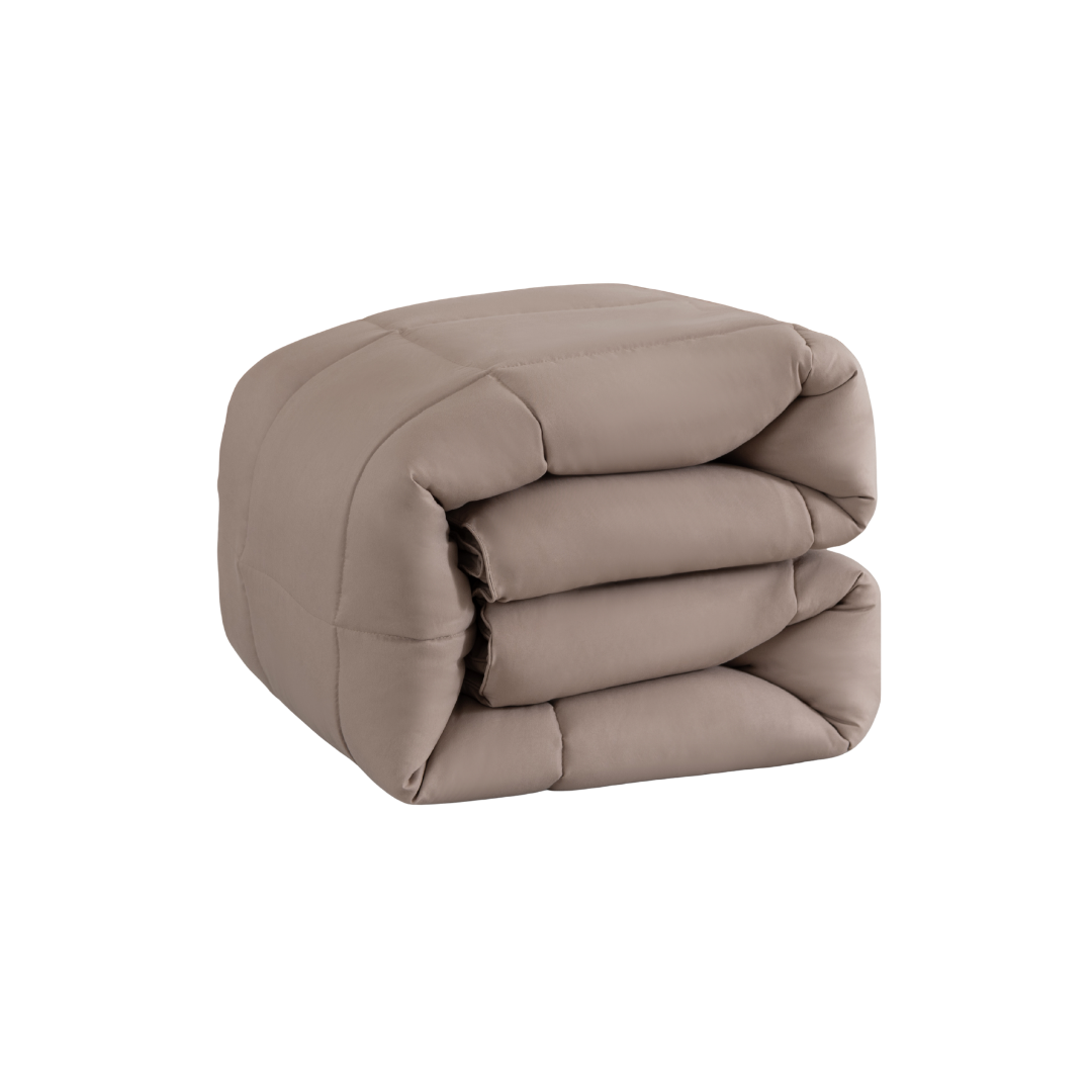 Snoozella ComfyBed Taupe – wasbaar 4-seizoenen dekbed zonder overtrek
